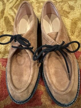 J CREW women’s Suede Oxford Lace-Up Shoes in Light Brown Sz 7.5